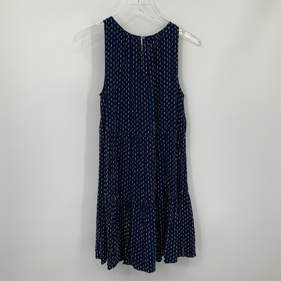 Loft Clip Tiered Swing sleeveless shift dress navy blue tiered green pick Medium - Picture 4 of 5